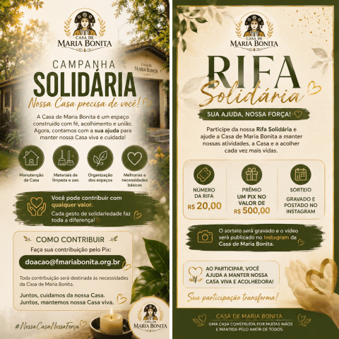 🌿 RIFA SOLIDÁRIA — CASA DE MARIA BONITA ❤️